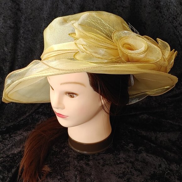Shimmery Golden Kentucky Derby Hat (008) main image 4